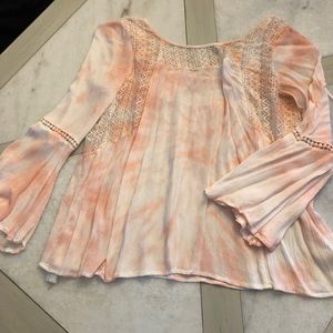 Peach and white tye dye blouse